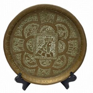 Brass Plate With Stand Damascene Handmade